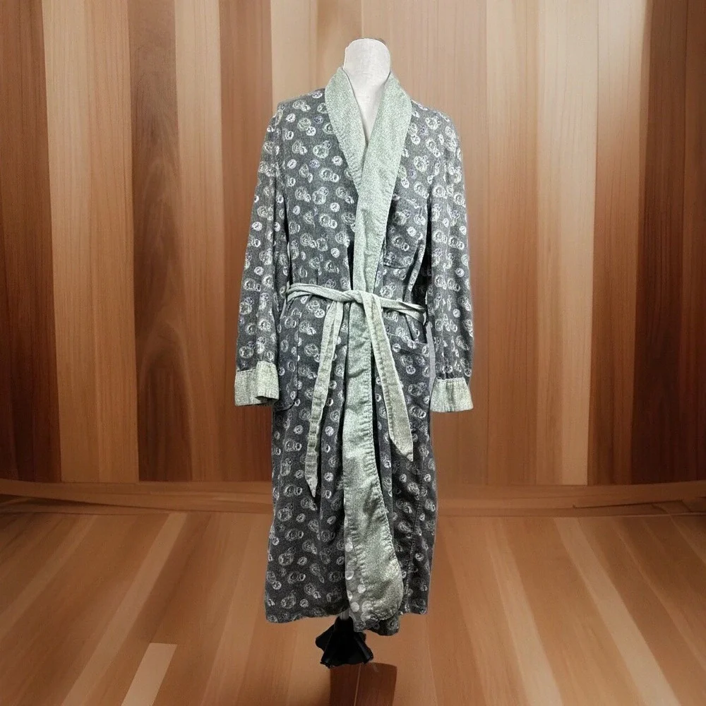 Pilgrim True Vintage 50s Blanket Robe Men L Flannel Sanforized Coins Green‎ Rare